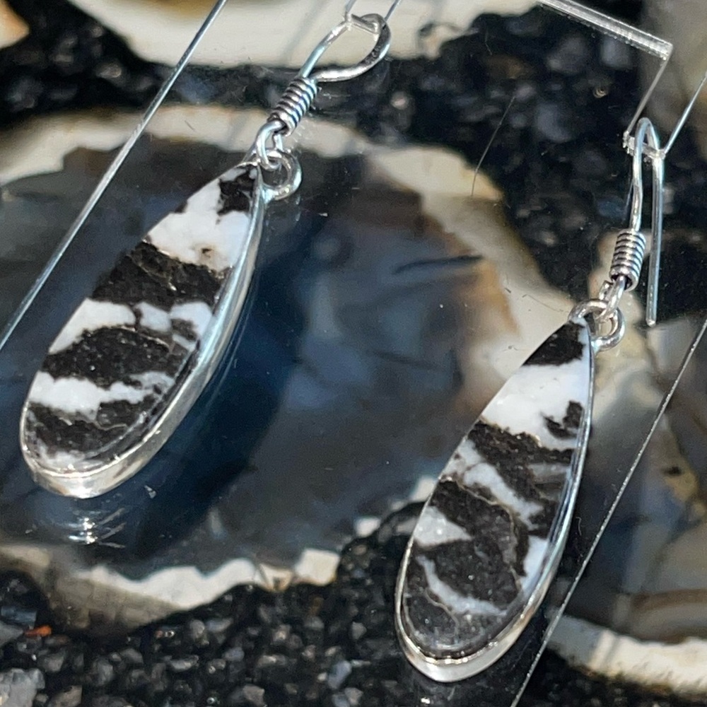 White Buffalo Turquoise Earrings 1 7/8” - Picture 5 of 14